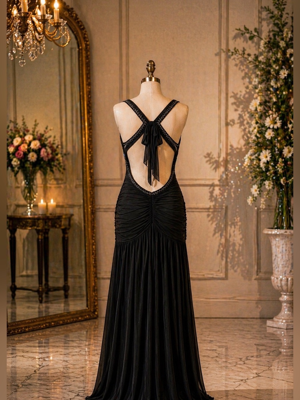 MAXI BLACK DRESS GOWN FROM BCBG MAX AZRIA SIZE S - Picture 3 of 15